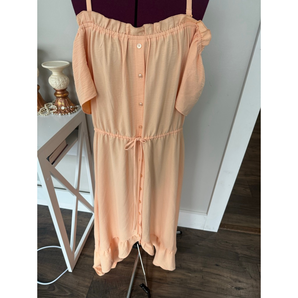 New Cato Off Shoulder Peach Spring Dress XL